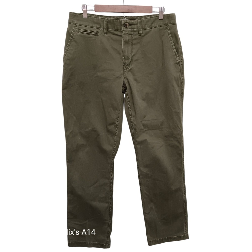 St. John's Bay Men's Chino Pants 34x32  Green Super Stretch Flat‎ Front Casual